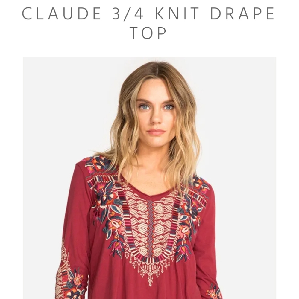 Johnny Was Cotton Claude 3/4 Knit Drape Top